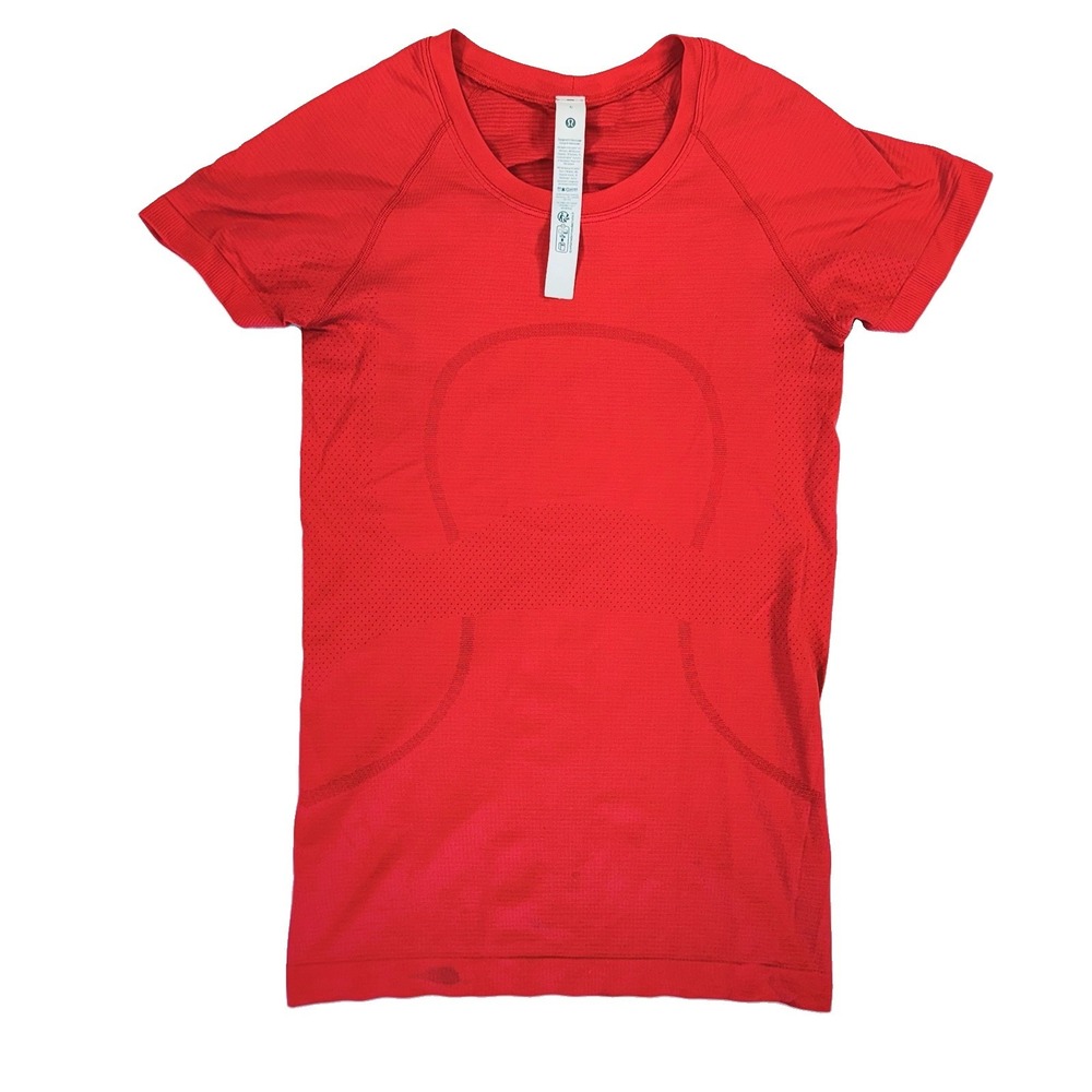 Lululemon Swiftly Tech Short Sleeve Shirt 2.0 Red Glow SZ 6 Hip Length Excellent
